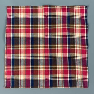 BLADE+BLUE Size One Size Multi-Color Plaid Cotton Pocket Square